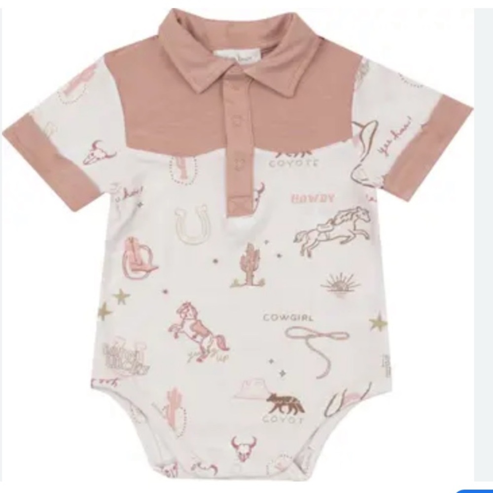 NWT Angel Dear Wild West Bamboo Bodysuit 6-12M Western Baby Girl